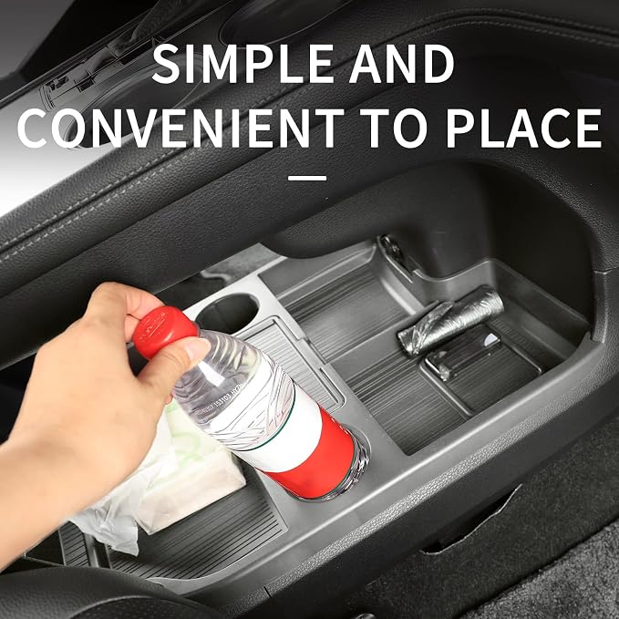 Compatible with 2026 Toyota Sienna Center Console Organizer with Cup Holder, Lower Storage Box Accessories (TPE Material with Original car Wood Grain (Compatible with 2021-2026 Toyota Sienna), Gray)