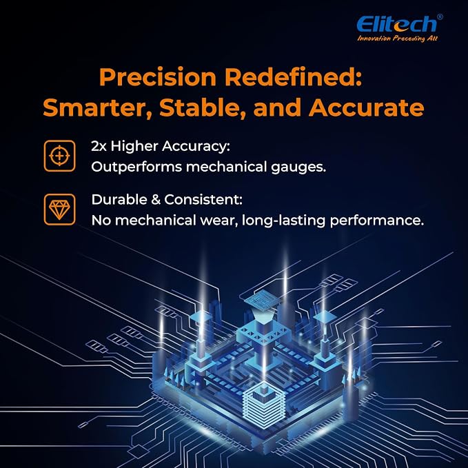 Elitech Digital Manifold Gauge for HVAC, Refrigeration & AC Systems - Supports R410A/R454B/R32/R134a etc. Refrigerants, Pressure & Temperature Measurement, 3 Port, LCD Display, DMG-2SE