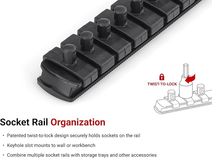 TEKTON 1/4 in Drive Hex Bit Socket Set with Rail, 10-Piece (5/64-5/16 in) | SHB90105