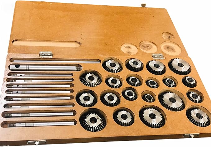 20 Pcs Valve Seat & Face Cutter Set for Vintage Cars, Bikes, Tractors & Trucks | Carbon Steel Engine Valve Repair Tool Kit with Wooden Storage Box
