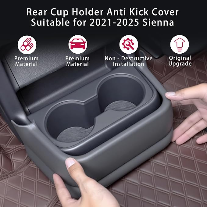 Center Console Rear Cup Holder Anti Kick Cover for Sienna 2021 2022 2023 2024 2025 2026,Rear Cup Holder Panel Cover for Sienna LE Limited Platinum SE XLE XSE