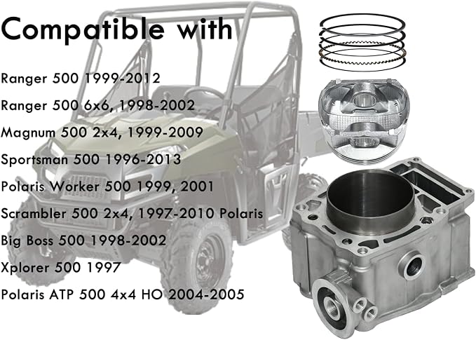 Tupo BJX500-92 Cylinder Top End Rebuild Kit | Compatible with Polaris Ranger Sportsman Scrambler Magnum Worker Xplorer Big Boss ATP 500 1996-2002