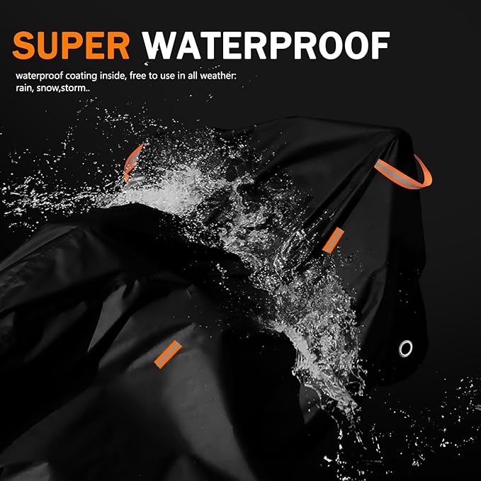 AIBIELY 116" Motorcycle Cover Storage Waterproof Outdoor,Heavy Duty Tearproof Durable Anti-UV Polyester,Weatherproof Scooter Moped Bike Covers Accessories,Fit for Honda,Yamaha, Kawasaki,Harley