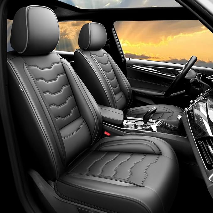 Fit Accord Car Seat Covers Premium Leather for Honda Accord 2010-2025 2026. Waterproof， Anti-Slip, Scratch-Resistant & All-Weather Seat Cushion Protector (Full Set, Black)