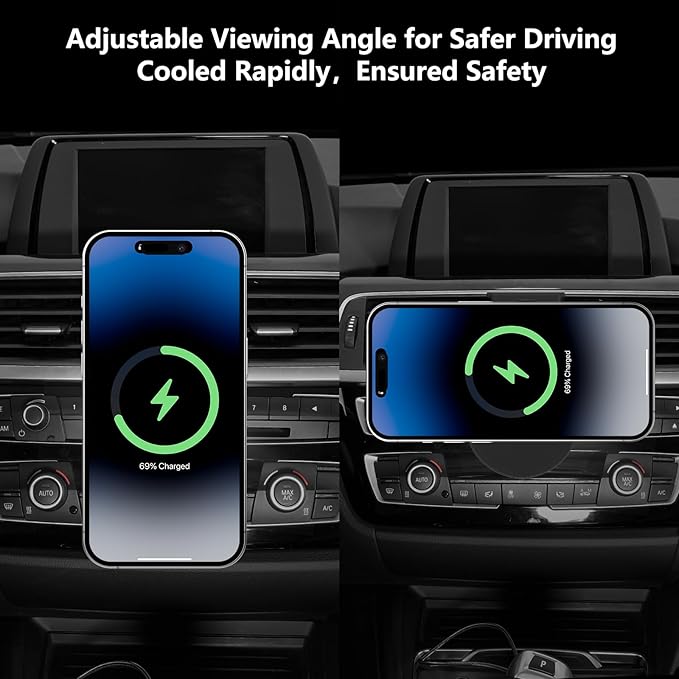 CLEC for BMW 3 Series 2012-2018, 4 Series 2013-2020 Magnetic Wireless Car Charger Phone Holder Mount for BMW 3 Series 2012-2018, 4 Series 2013-2020 15W Fast Charging Car Phone Holder Wireless Charger