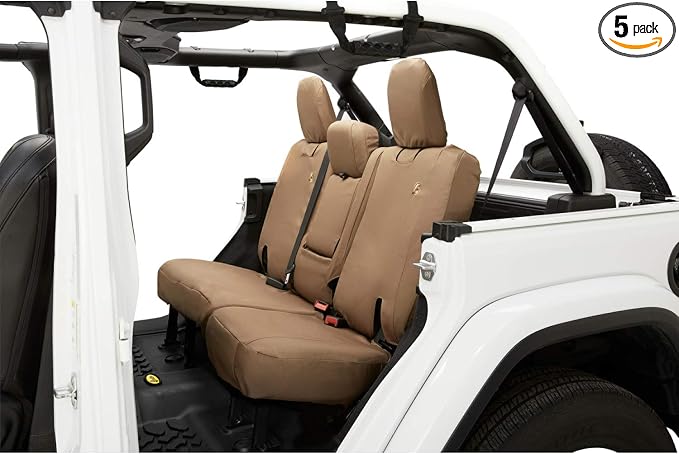 Bestop 2929104 Tan Seat Cover, Rear- Jeep 2018-2024 Wrangler 4 Door with Armrest