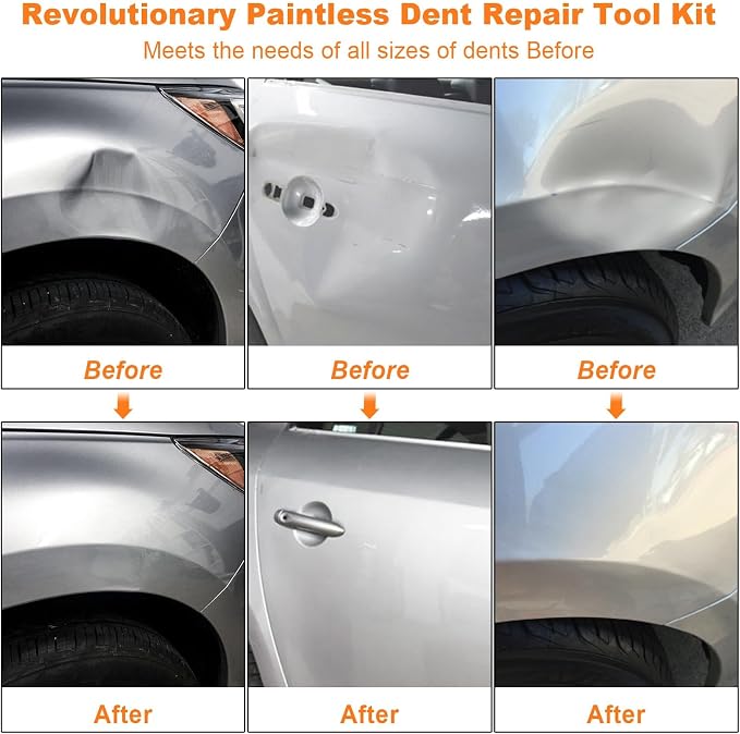 97pcs Dent Puller Kit, Paintless Dent Removal Kit for Dent Repair, Car Dent Repair Kit with Golden Lifter, Bridge Puller, Slide Hammer T-Bar, Car Dent Puller for Car Refrigerator Door Ding Repair 1 | Repair car dents
