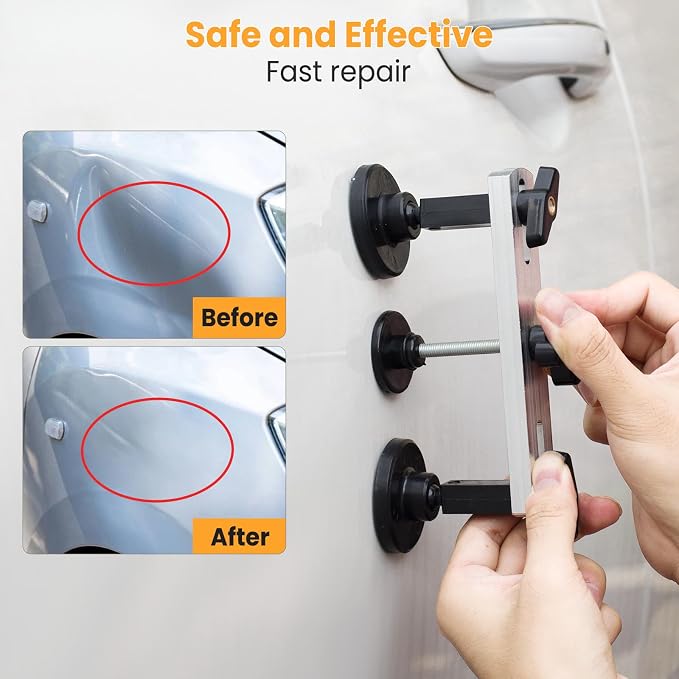 Sigoobal Car Dent Puller Kit, 135pcs Paintless Dent Removal Kit, Car Dent Repair Kit with Golden Lifter, Bridge Puller, Slide Hammer 2 in 1 T-Bar, Dent Puller for Car Refrigerator Door Ding Repair