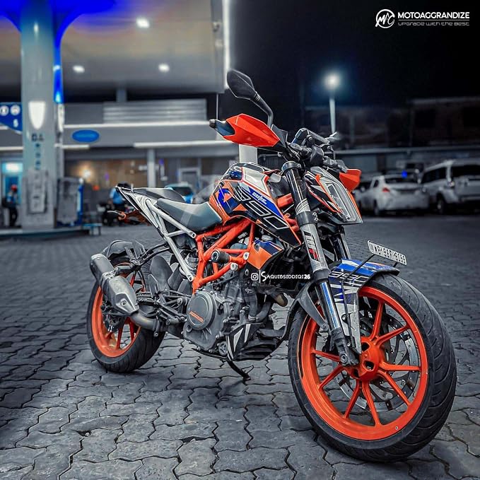 Motoaggrandize Frame Sliders | Crash Protectors for KTM Duke 125 | 160 | 200 | 250 | 390 [Gen 1 and Gen 2 only] | Colour: Orange | White