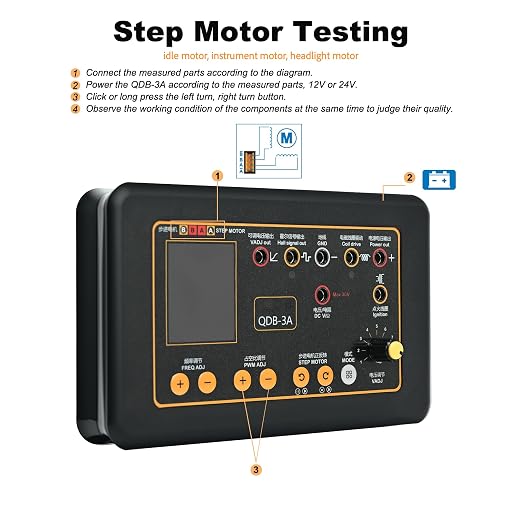 QDB-3A Ignition Coil Tester, Drive Automobile Ignition Coil Tester Tool, Injector Solenoid Valve Tester, for Idling Stepper Motor Automobile Fault Detector, 1.8” Color Display