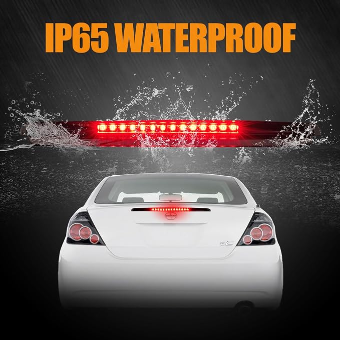 Third 3rd Brake Light LED for 2005-2010 Scion tC, High Mount Rear Brake Lights Assembly for 05-10 Scion tC, Waterproof Center Cab Lamp Stop Light (Black)