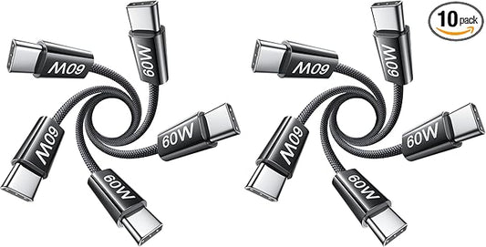 LISEN USB C Cable, 10-Pack [3.3FT] USBC to USBC Cable for iPhone 16e 15 Pro Max Charger Cord, 60W (3.1A) C to C Cable Fast Charging for Samsung S25/S24/23, Switch 2, iPad, MacBook,Black
