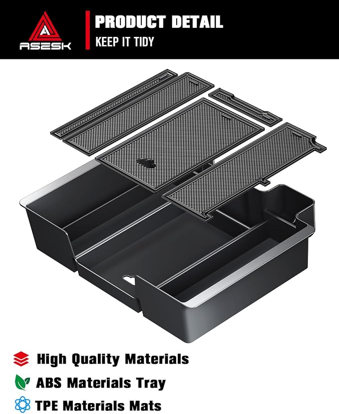 For 2019-2022 Chevy Silverado/GMC Sierra 1500& 2020-2023 Silverado/Sierra 2500HD 3500HD Center Console Armrest Organizer ABS Materials