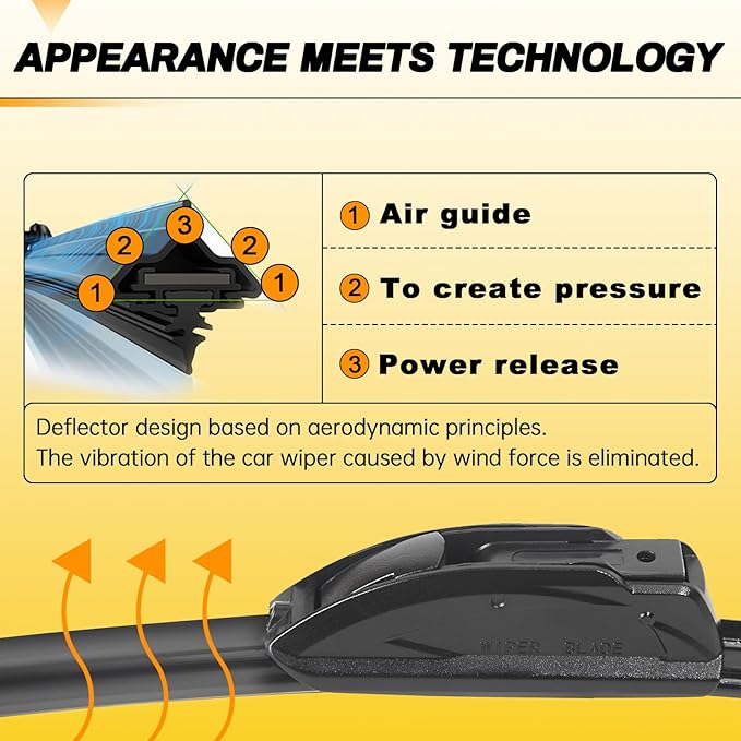 AUTOBOO 26" and 21" Windshield Wipers Blades (Pack Of 2),OEM Quality Premium All-Seasons Wiper blades,Stable and Quiet Armor wiper blades