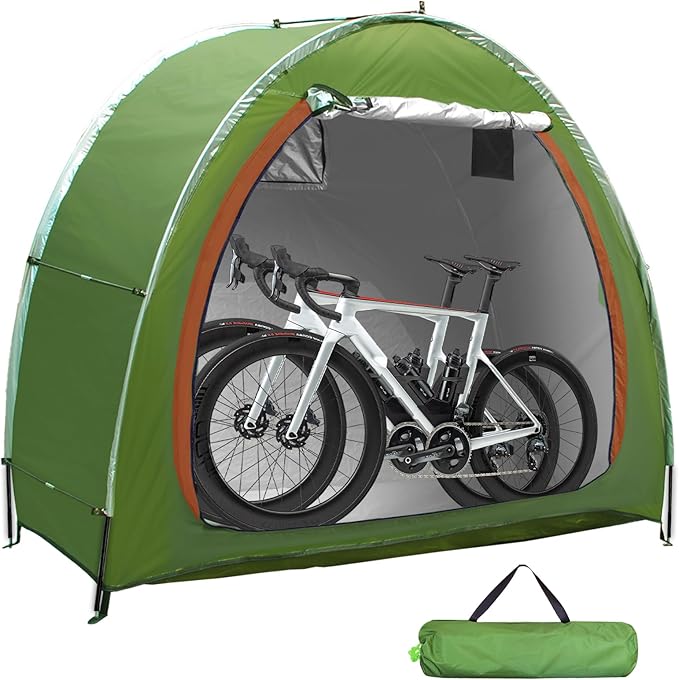 HuaKastro Outdoor Bike Cover Bicycle Tent for 2 Bikes, Waterproof Oxford Storage Tent, Foldable Bike Shelter for Camping
