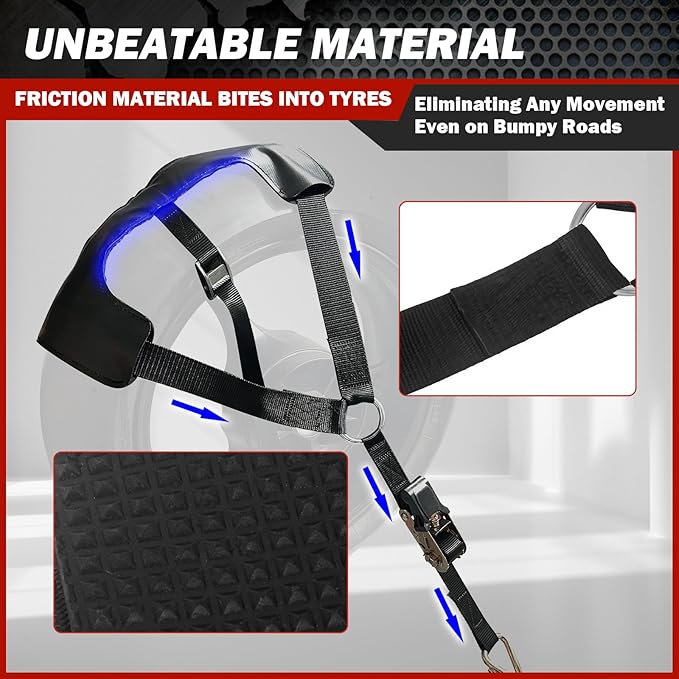 Ratchet Motorcycle Tie Down Straps, Rear Wheel Tie Down for Dirt Bikes & Sportbikes, Heavy Duty Motorcycle Straps and Tie Downs
