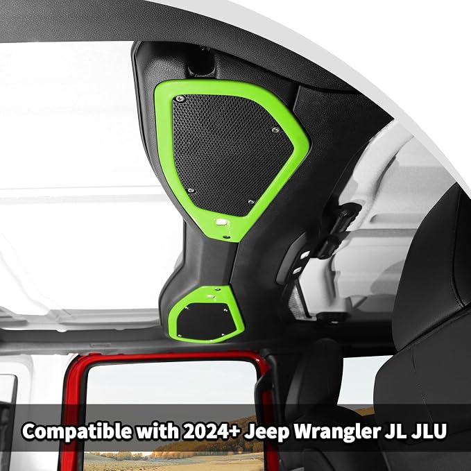 JWWY for Jeep JL Speaker Audio Trim Top & A Pillar Cover Trim for 2024 Jeep Wrangler JL JLU & Gladiator JT Accessories ABS 4PCS Green