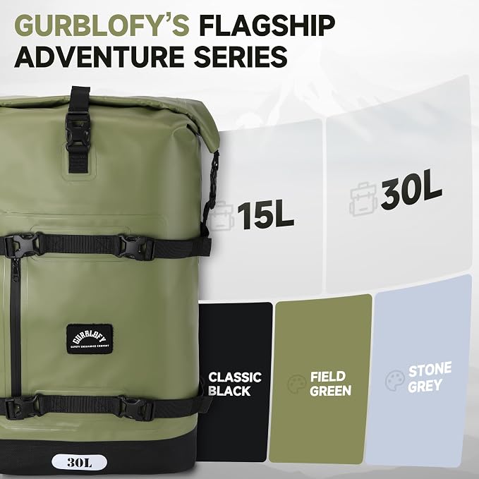 Motorcycle Saddle Bag, 30L Waterproof Motorcycle Tail Bag | 2 Size and 3 Color Options Travel Bag, PVC Bag, Rear Seat Bag, Field Green GT-30GN