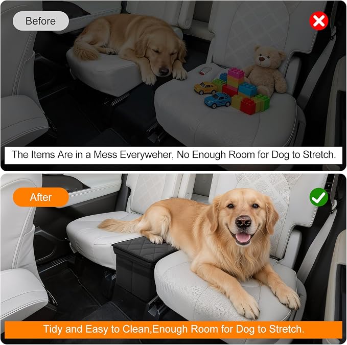 Car Seat Organizer for Ford Explorer 2026 2025 2024-2020 w/Built-In Cooler Bag, Car Second Console Organizer w/Non-Slip Strips, Car Backseat Organize for Dog Toys Kids Snacks Travel Storage Box