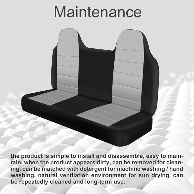 Custom Bench Seat Covers for Ford F150 F250 F350 1992 1993 1994 1995 1996 1997 1998 Heavy Duty Cloth Protector Interior Accessories，Waterproof & Machine Washable - Gray