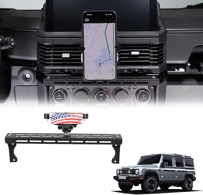 Compatible with INEOS Grenadier 2020-2024 Car Phone Mount and Walkie Talkie Mount Stand Set, Centre Console Multifunctional Track Mobile Phone Holder Expansion Platform (Style C)