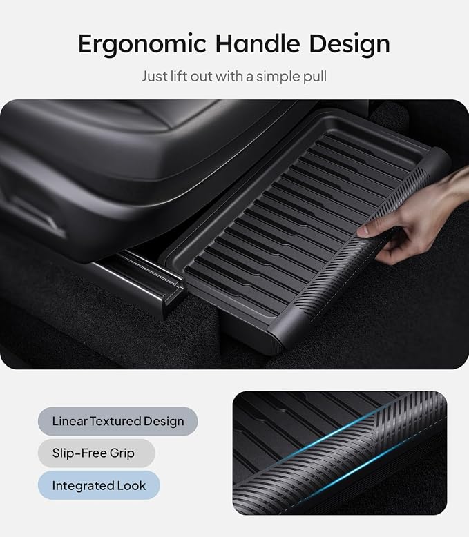 Wigoo Under Seat Storage Box for Tesla Model Y Juniper 2025~2026, 2 Pack Underseat Storage Tray with Lid, Secure No-Slide Design