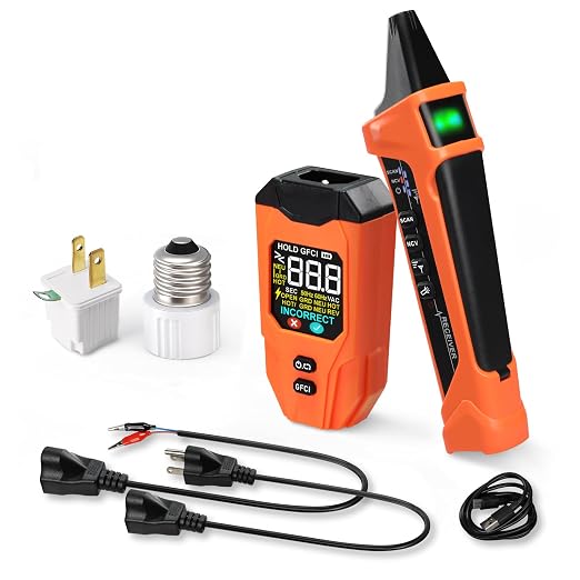 Circuit Breaker Finder Detector with LCD Display, AI Smart Mode, GFCI Outlet Tester, Electrical Circuit Tracer Tool with NCV Test – Includes Carrying Case and Adapters, Rechargeable Function