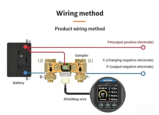 TR24 Battery Monitor with 100A Shunt, 8V-100V High-Precision Coulometer for LiFePO4, AGM & Lead-Acid - Smart TFT Color Screen for RV, Marine, Golf Cart, Solar Off-Grid System, IP68 Waterproof