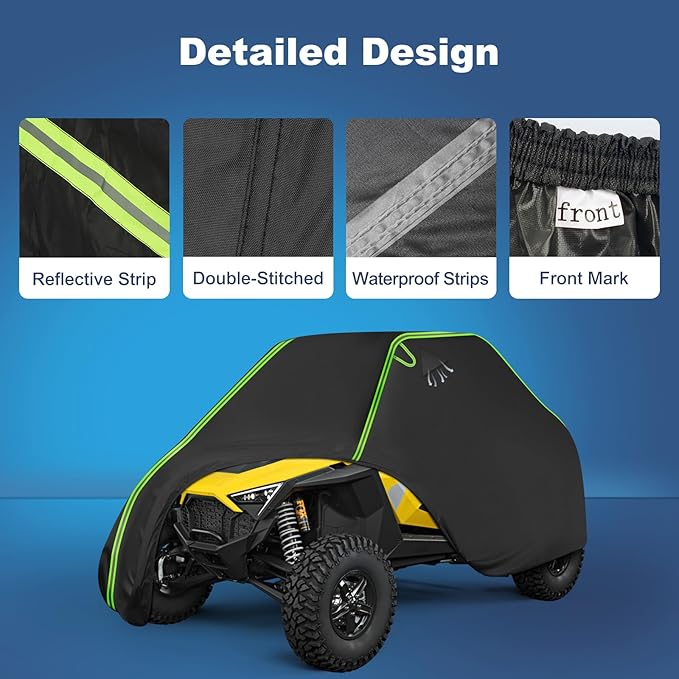 QUNSUNUS UTV Cover 2 Seater Compatible with Polaris General/RZR/Ranger, Can Am Commander/Defender/Maverick, Yamaha YXZ Viking Kawasaki, Arctic Cat Wildcat, Waterproof Side by Side Cover