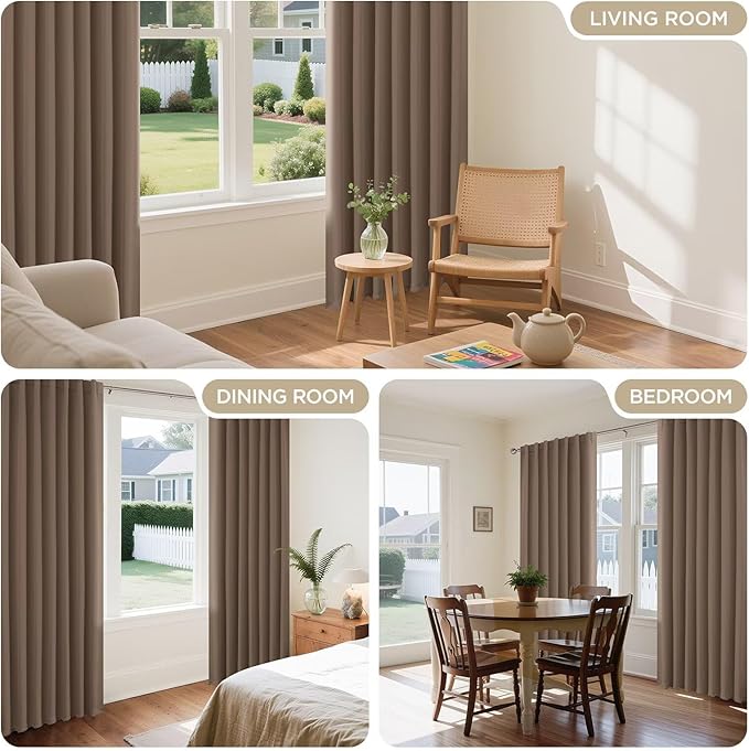 Joydeco 90 Inch Curtains for Bedroom, Blackout Curtains 90 Inches Long, Room Darkening Drapes for Living Room Window Rod Pocket Back Tab (W52 x L90 Inch, Khaki)