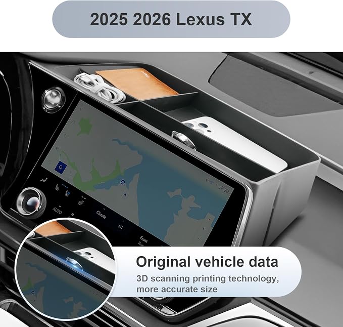 SKTU for 2025 2026 2027 Lexus TX Dashboard Storage Box for 2025 2026 2027 Lexus TX 350/500h/550h+ Dashboard Organizer Lexus TX 2025 2026 2027 Accessories Behind Screen Organizer-Durable