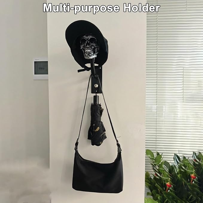 Motorcycle Helmet Skull Holder, Wall Mount Helmet Rack, Resin Crafts,Skull Helmets Holder Suitable for Motorcycle Cap, Baseball Cap, Bicycle Cap, Hat Storage Rack,Sports Gear (Type-B)