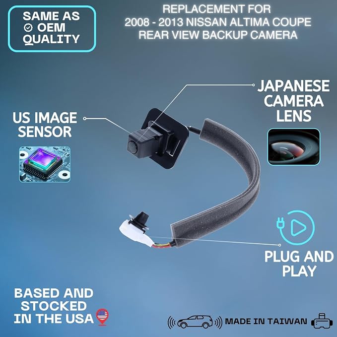 Backup Camera Replaces for 2008 2009 2010 2011 2012 2013 Nissan Altima Coupe OE Part# 28442ZX51A 28442JB100 28442ZX50A