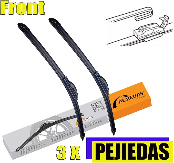 3 x OEM Wiper Blades, Replacement Wiper Blades for Toyota Highlander 2008-2019, (26“ & 20” Front Wipers + 12” Rear Wiper Blades)