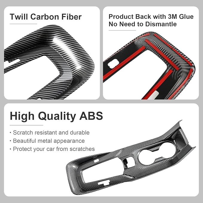 Carbon Fiber Center Console Gear Shift Panel Cover Compatible with Toyota Corolla 2020–2022 & Corolla Hatchback 2019–2022