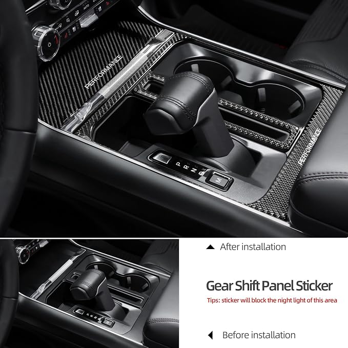 BETTERHUMZ Car Center Console Compartment Cover Sticker for Ford F150 2021 2022 2023 2024 2025 Carbon Fiber Interior Accessories (Black)