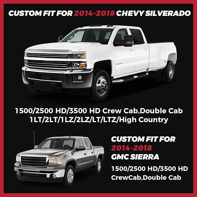 FREESOO for Silverado Seat Covers 2014-2018 Leather Full Set, Fit for Chevy Silverado GMC Sierra 1500 2500 3500 Crew Cab Waterproof Truck Seat Covers BlackRed