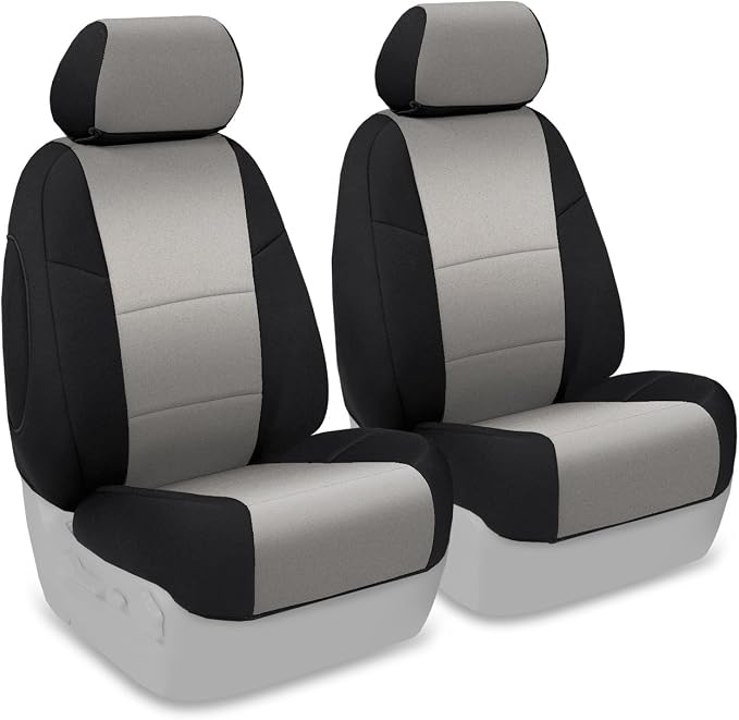Coverking Custom Fit Front 50/50 Bucket Seat Cover for Select Ford F-Series Models - Neosupreme (Gray with Black sides)