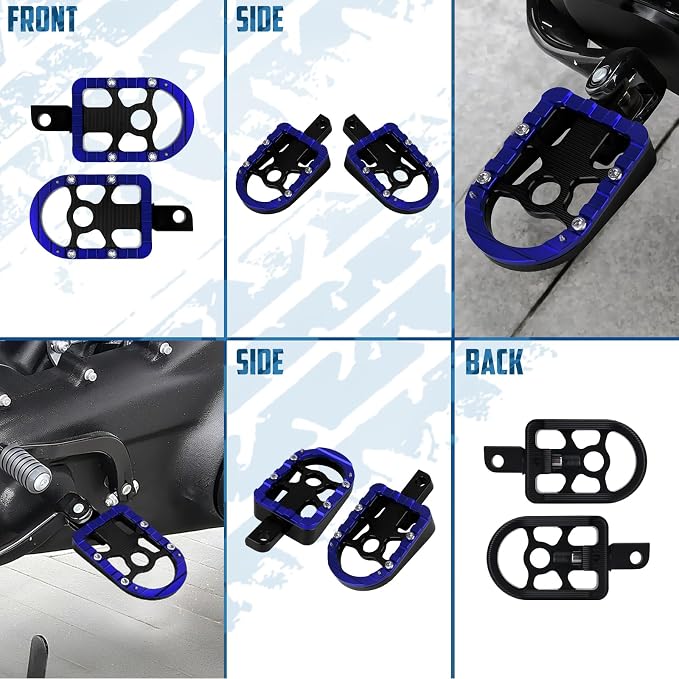 Motorcycle Foot Pegs Male Mount Footrests Offroad Floorboards Fit for Harley Touring Electra Glide Road Glide Road King Dyna Sportster (Blue Edge)