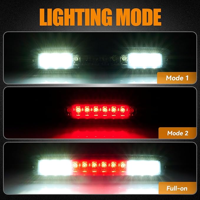 Third 3rd Brake Light LED for 1999-2016 Ford F250 F350 F450 F550 Super Duty, 1993-2011 Ford Ranger High Mount Rear Cab Brake Lights Assembly, 99-16 F-250 F-350 F-450 F-550 Cargo Stop Light