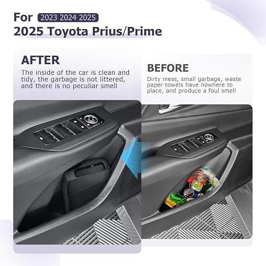 LUWU Car Trash Can Compatible with 2023 2024 2025 Toyota Prius/2024 2025 Prius Prime Interior Accessories Car Trash with Lid Portable Mini Trash Dustbin Garbage Trash Bin Car Waste Bin Leak-proof 2PCS