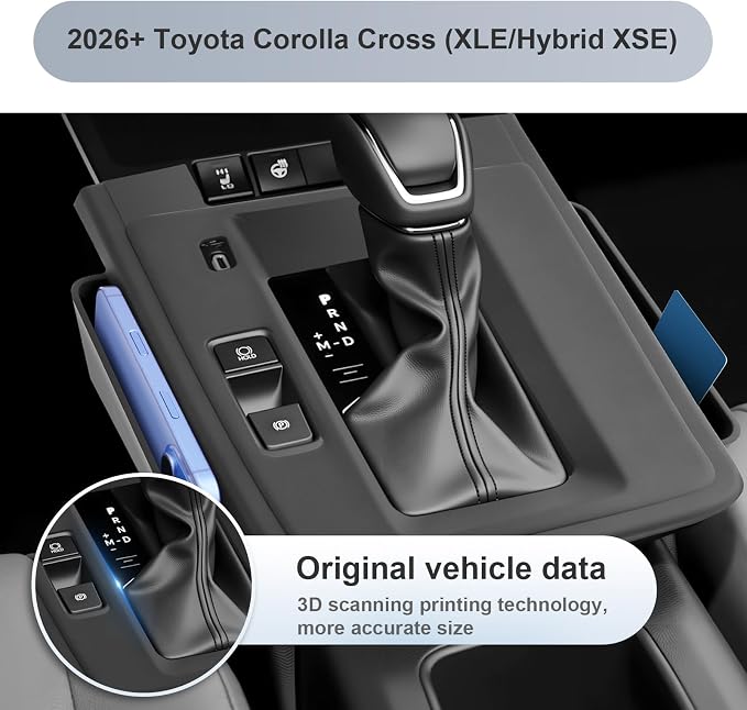 SKTU Upgrade for 2026 Toyota Corolla Cross Gear Shift Panel for 2026+ Toyota Corolla Cross (XLE/Hybrid XSE) Center Console Organizer 2026 Corolla Cross Accessories Rubber Passenger Side Storage Box