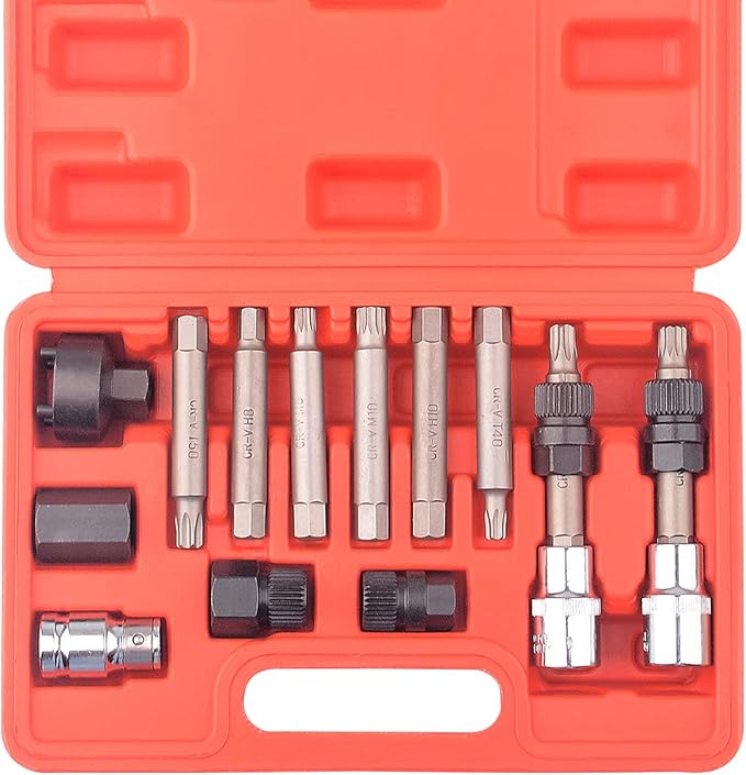 DAYUAN 13 Pc Alternator Freewheel Pulley Car Garage Tool Kit Bundle with 5pcs Professional Front End Service Tool Kit