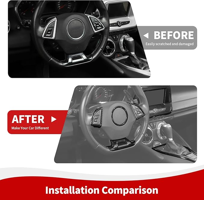 RAZPOY for Camaro Interior Trim Kit, 6PCS Gear Shift Panel Trim Navigation Screen Radio Cover Compatible with 2017-2023 Chevy Camaro, Carbon Fiber (Small Screen)