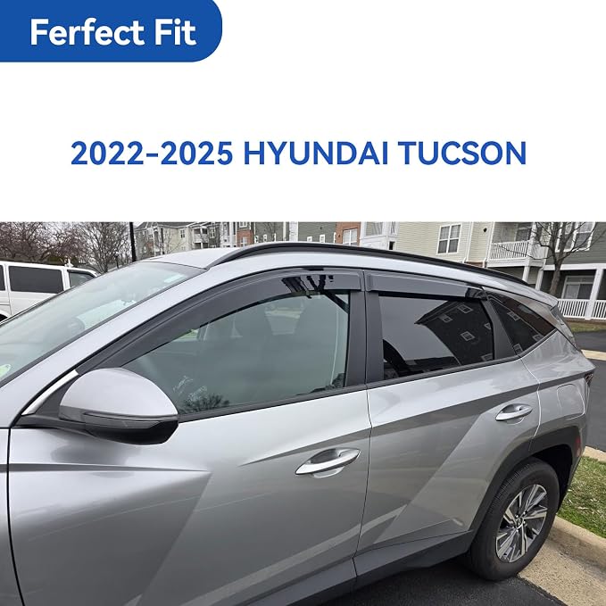 Window Visors Rain Guards for 2022 2023 2024 2025 2026 Hyundai Tucson, Out-Channel Window Vent Wind Deflectors Visors Shades for 22 23 24 25 26 Tucson SE SEL N-Line Limited