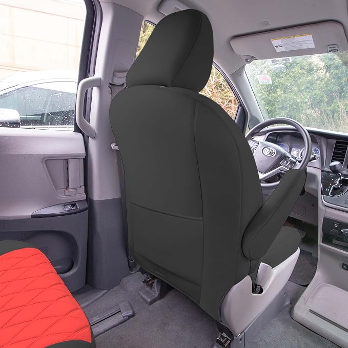 FH Group Custom Fit Car Seat Covers Specifically Made for 2011-2020 Toyota Sienna 7-8 Seater with Ultraflex Neoprene Water Resistant Automotive Seat Covers - Front Set Red