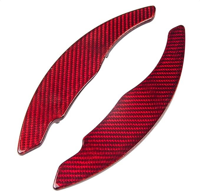 Steering Wheel Shift Paddle Extended Shifter Trim Cover Compatible with Volkswagen Golf 7 Scirocco SAGITAR GLI LAMANDO GTS Polo GTI Carbon Fiber Car Accessories Gloss Red