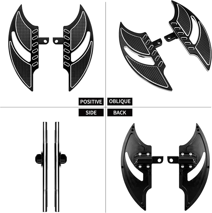 Passenger Footboards Rear Floorboards Male Mount Foot Pegs CNC Cut Fit For Harley Sportster Touring Road King Road Glide Electra Glide Street Glide Dyna (Black)