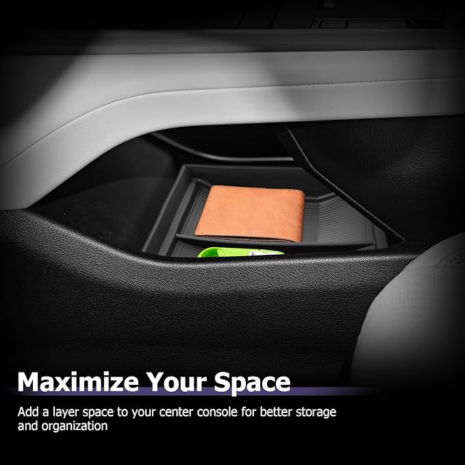 LUWU 2026 Lexsu ES350h/ES350e/ES500e Lower Center Console Organizer for 2026 ES 350h/ES 350e/ES 500e Accessories Armrest Console Storage Box Insert Tray TPE Material Coin Container Black