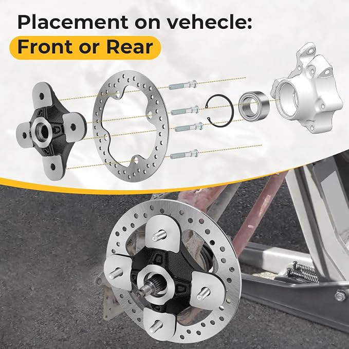 M MATI Front/Rear Wheel Hub Bearing Studs Brake Rotor for Polaris RZR XP 1000 RZR RS1 2014-2023